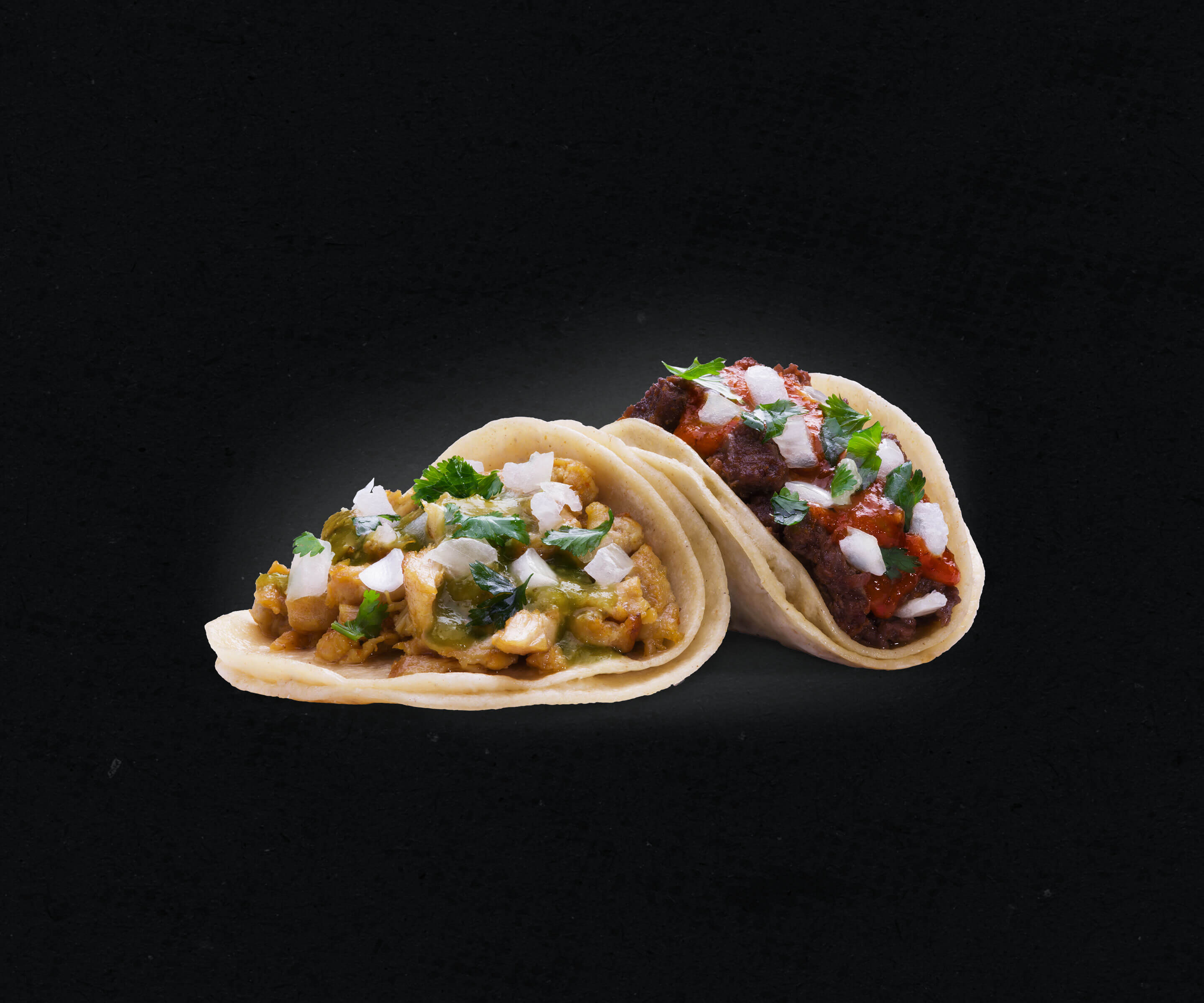 Tacos Plis! headline and two tacos